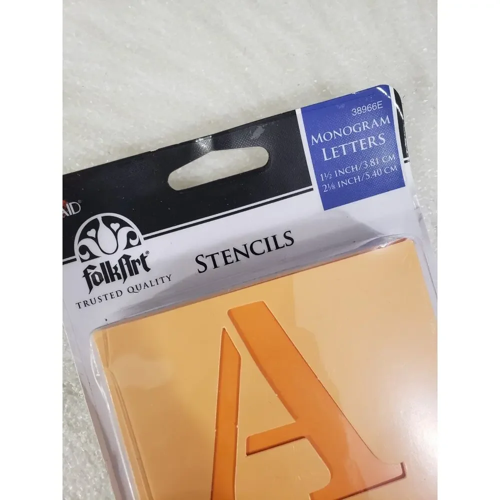 Plaid Folk Art STENCILS Set Die Cut Monogram Letters‎ 1.5